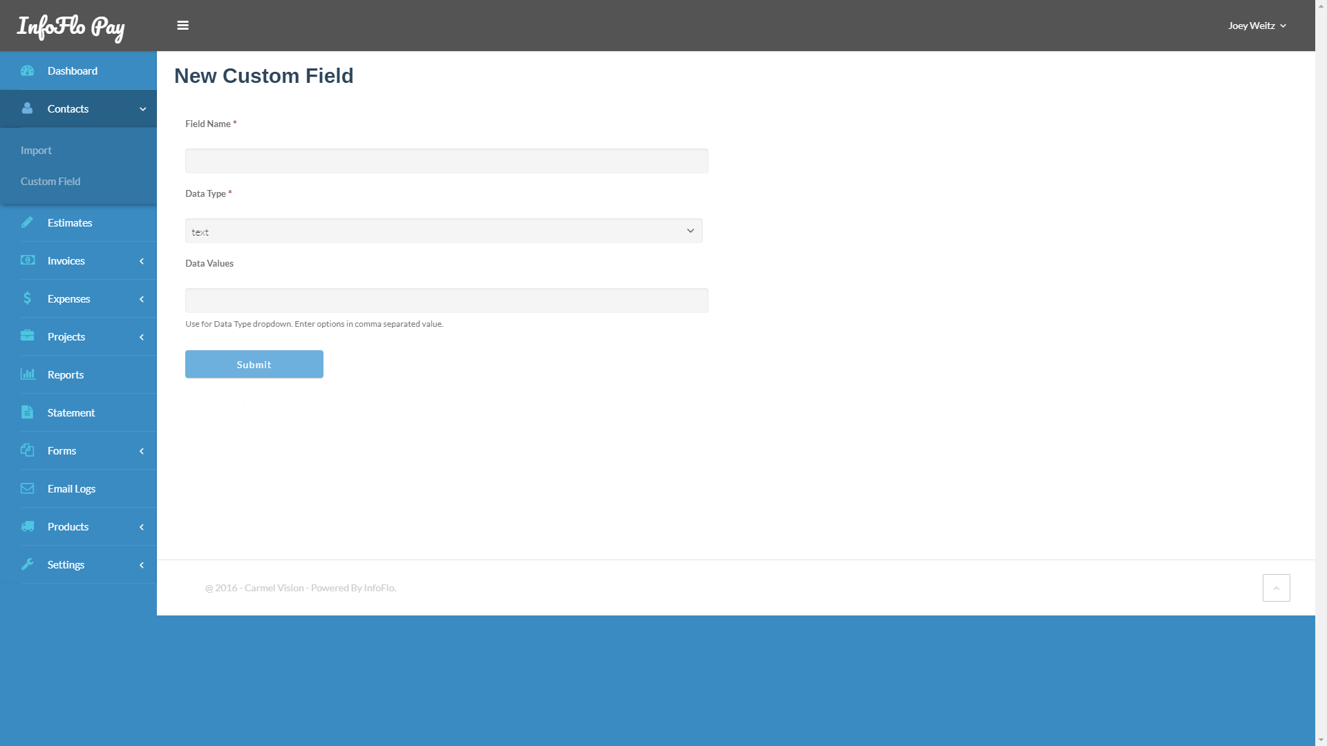 InfoFlo Pay: Contact Custom Fields